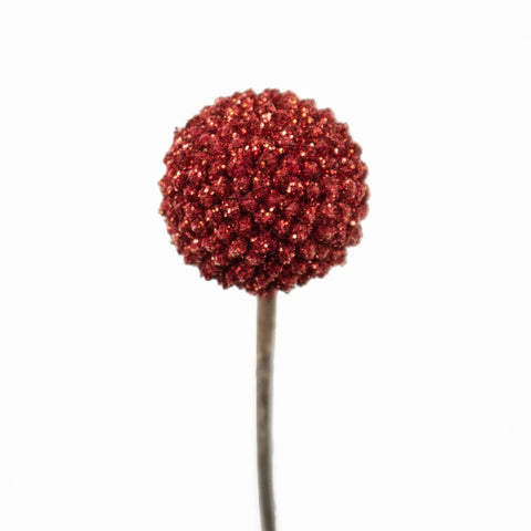 Red Glitter Billy Balls Flower Stem